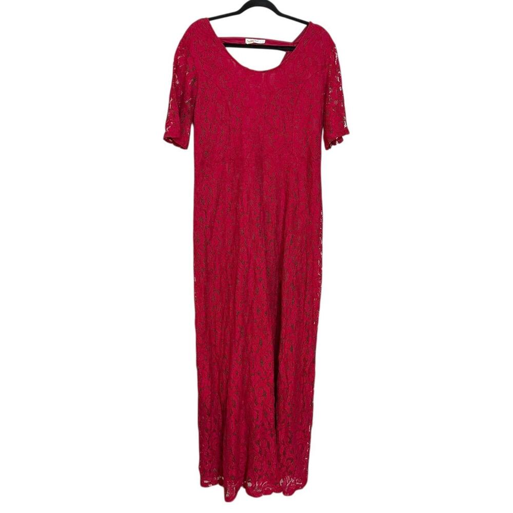 NEMIDOR RED LACE MAXI DRESS 90S STYLE ROMANCE BOHO WHIMSIGOTH RETRO PLUS SIZE 18